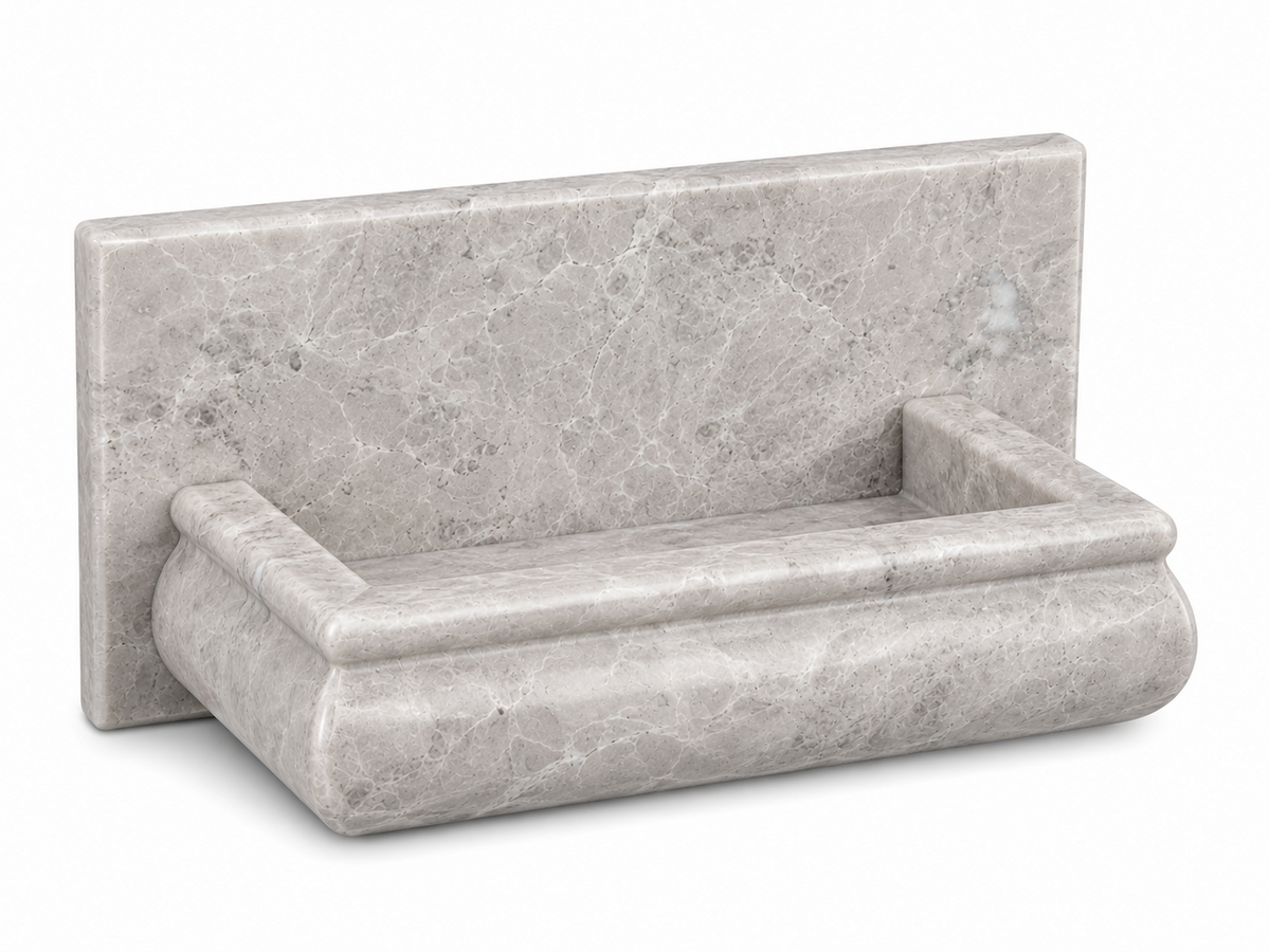 Tundra Gray (Atlantic Gray) Marble Hand-Made Custom Soap Holder - Soap Dish - Polished - American Tile Depot