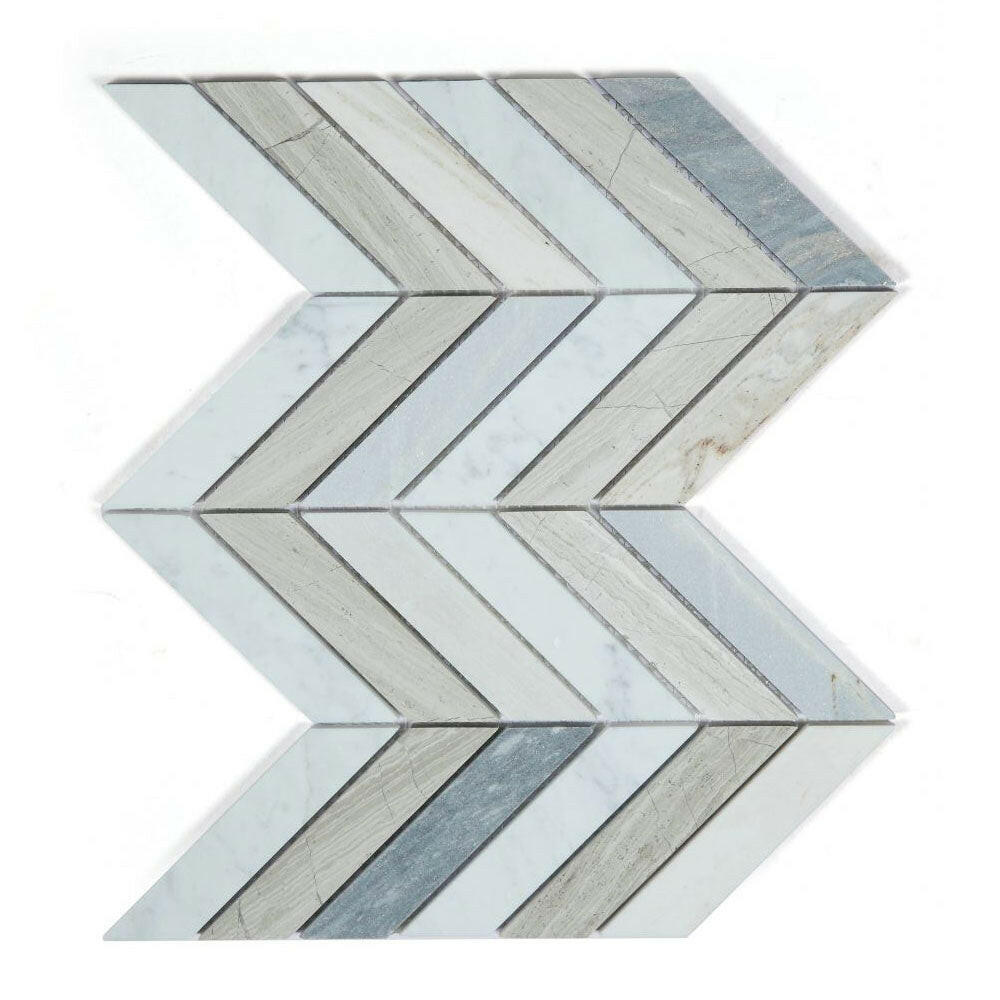 Chevron Blue Marble Polished Mosaic Tile Chevron Blue Marble Polished Mosaic Tile - American Tile Depot
