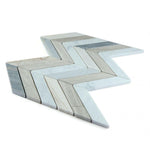 Chevron Blue Marble Polished Mosaic Tile Chevron Blue Marble Polished Mosaic Tile - American Tile Depot