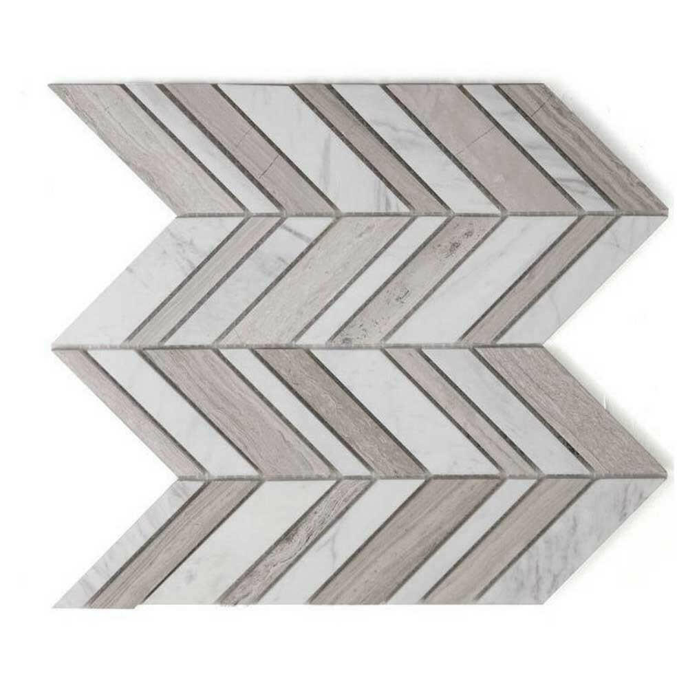 Chevron Shadow Loft Polished Marble Mosaic Tile Chevron Shadow Loft Polished Marble Mosaic Tile - American Tile Depot