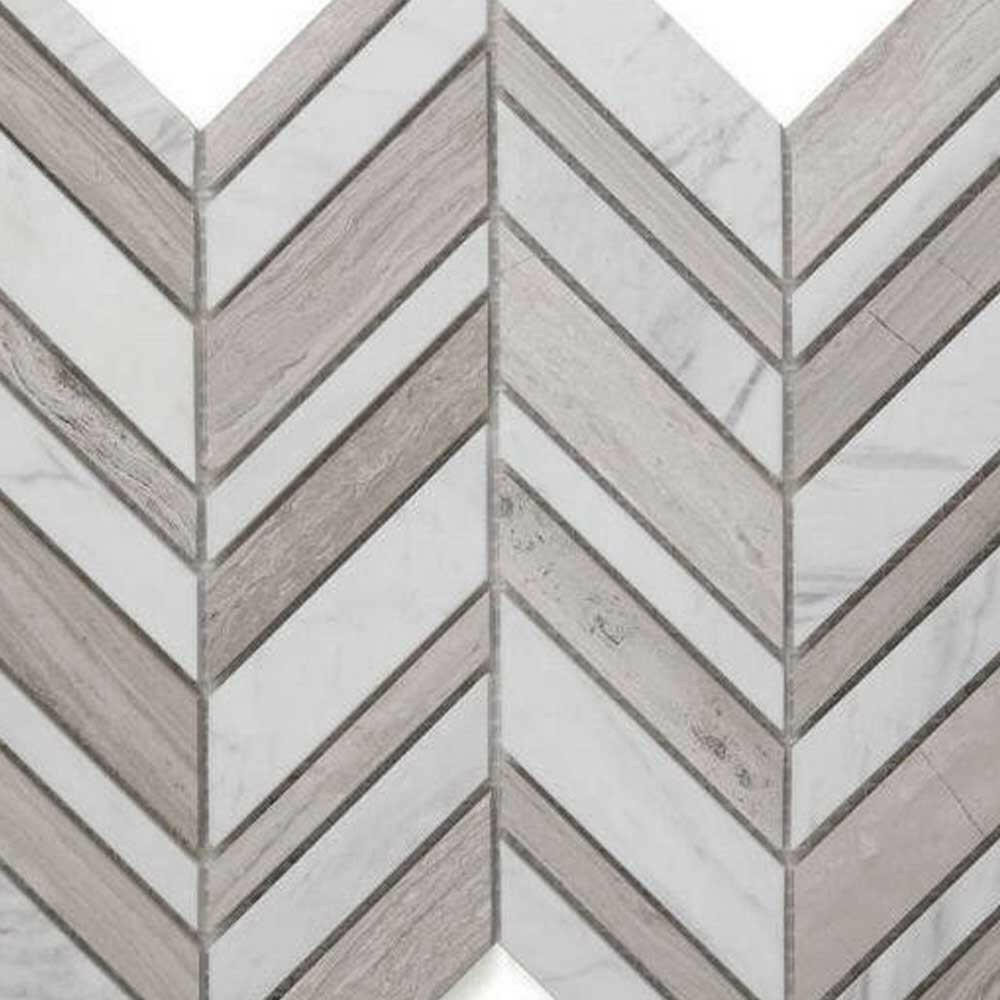 Chevron Shadow Loft Polished Marble Mosaic Tile Chevron Shadow Loft Polished Marble Mosaic Tile - American Tile Depot