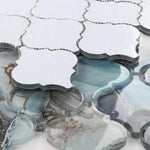 Clam Aladdin Blue Glossy Arabesque Glass Mosaic Wall Tile Clam Aladdin Blue Glossy Arabesque Glass Mosaic Wall Tile - American Tile Depot