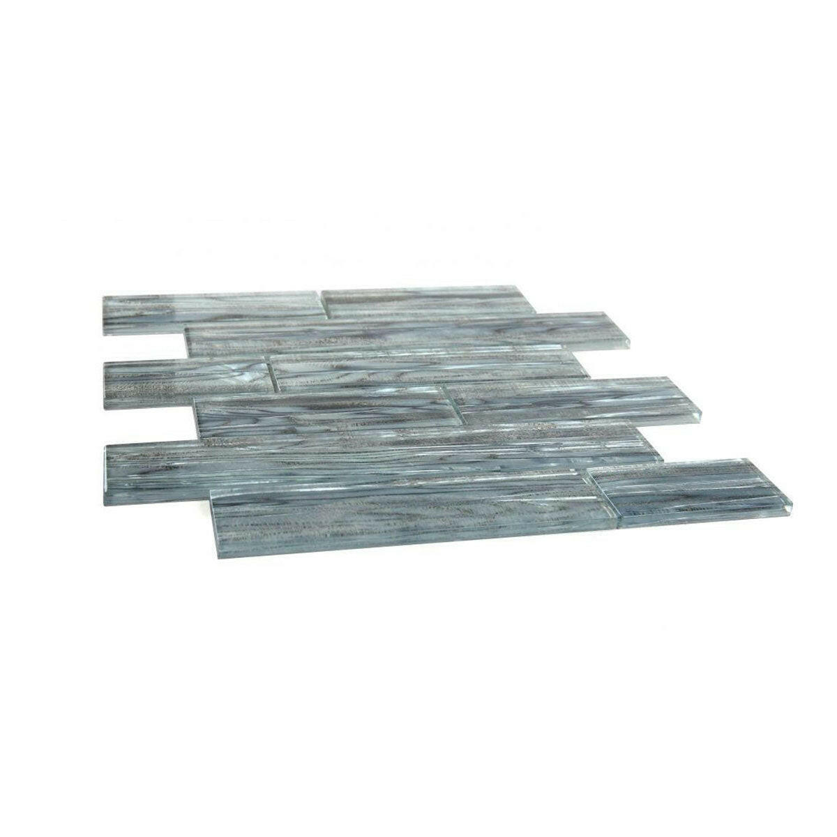 Clam Casale Silver Multi Size Glossy Subway Glass Mosaic Wall Tile - American Tile Depot