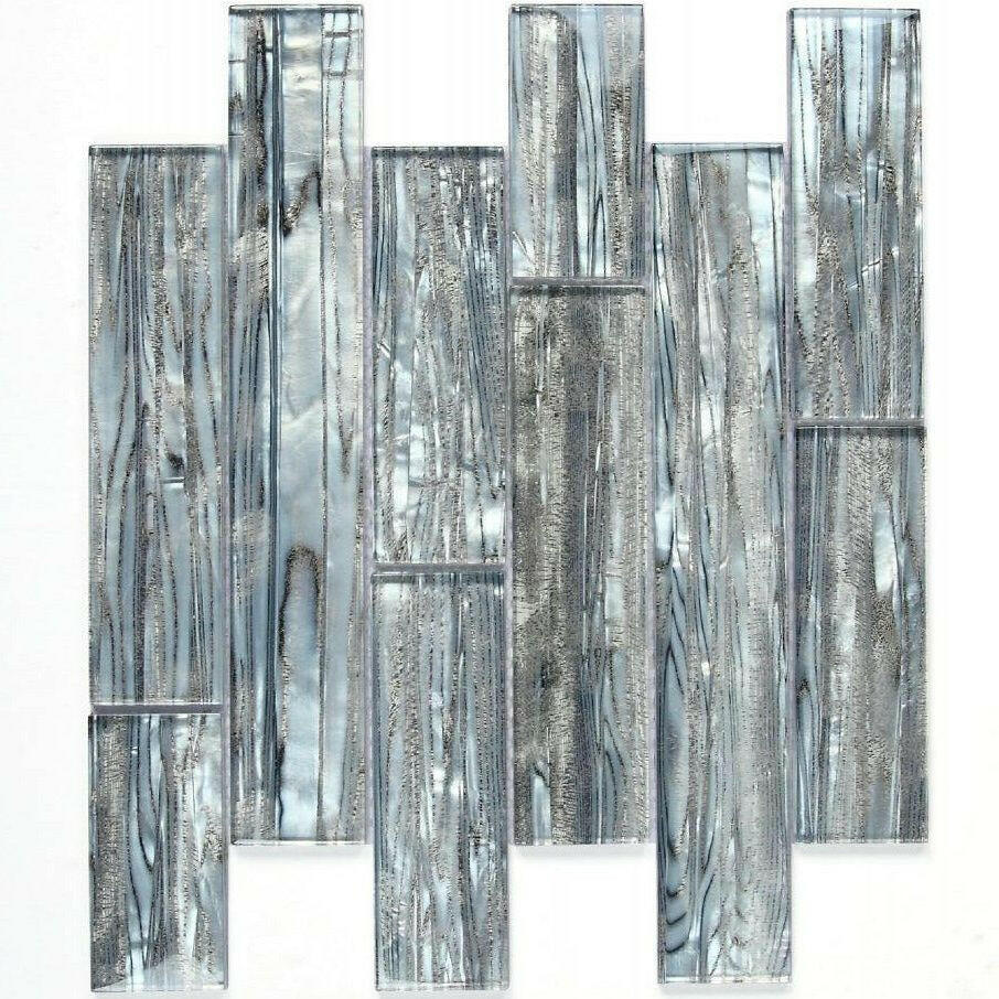 Clam Casale Silver Multi Size Glossy Subway Glass Mosaic Wall Tile - American Tile Depot