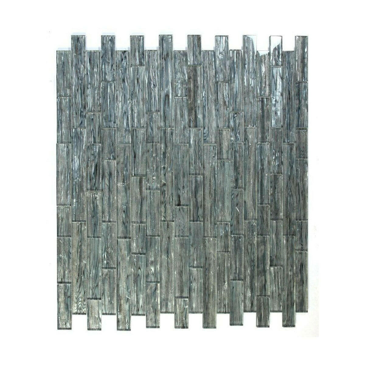 Clam Casale Silver Multi Size Glossy Subway Glass Mosaic Wall Tile - American Tile Depot