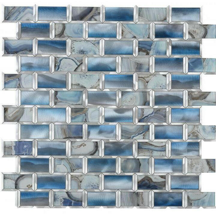 Clam City Blue Glossy Subway Glass Mosaic Wall Tile Clam City Blue Glossy Subway Glass Mosaic Wall Tile - American Tile Depot