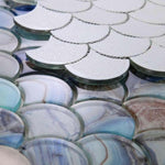 Clam Pisces Blue Glossy Scale Glass Mosaic Wall Tile Clam Pisces Blue Glossy Scale Glass Mosaic Wall Tile - American Tile Depot