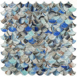 Clam Pisces Blue Glossy Scale Glass Mosaic Wall Tile Clam Pisces Blue Glossy Scale Glass Mosaic Wall Tile - American Tile Depot