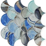 Clam Pisces Blue Glossy Scale Glass Mosaic Wall Tile Clam Pisces Blue Glossy Scale Glass Mosaic Wall Tile - American Tile Depot
