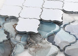 Clam Aladdin Blue Glossy Arabesque Glass Mosaic Wall Tile