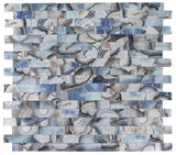 Clam Casale Blue Glossy Subway Glass Mosaic Wall Tile