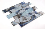 Clam Casale Blue Glossy Subway Glass Mosaic Wall Tile