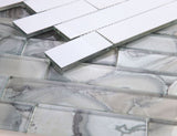 Clam Casale Grey Glossy Subway Glass Mosaic Wall Tile
