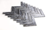 Clam Chevron Silver Glossy Herringbone Glass Mosaic Wall Tile