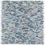 Clam Urban Blue Glossy Linear Glass Mosaic Wall Tile