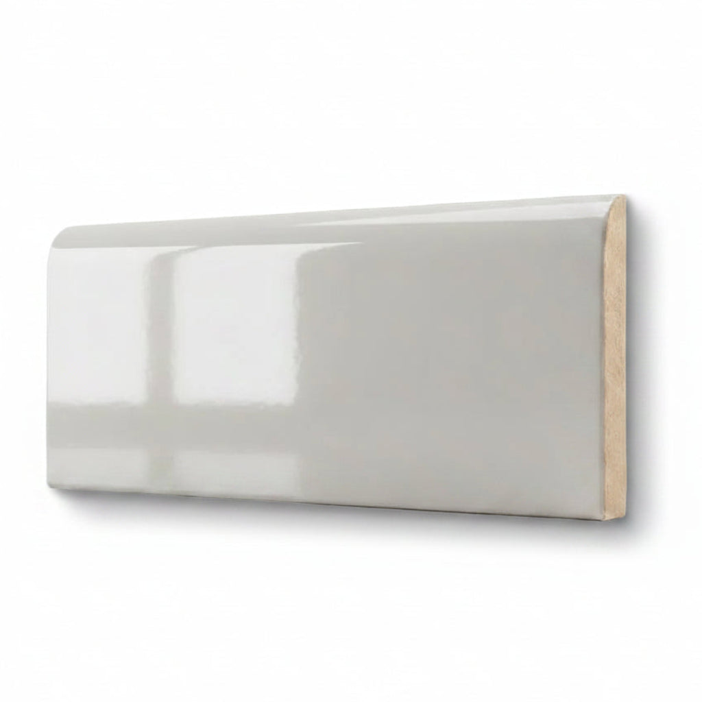 2x6 Palette Tender Gray Glossy Solid Color Ceramic Bullnose Tile - American Tile Depot