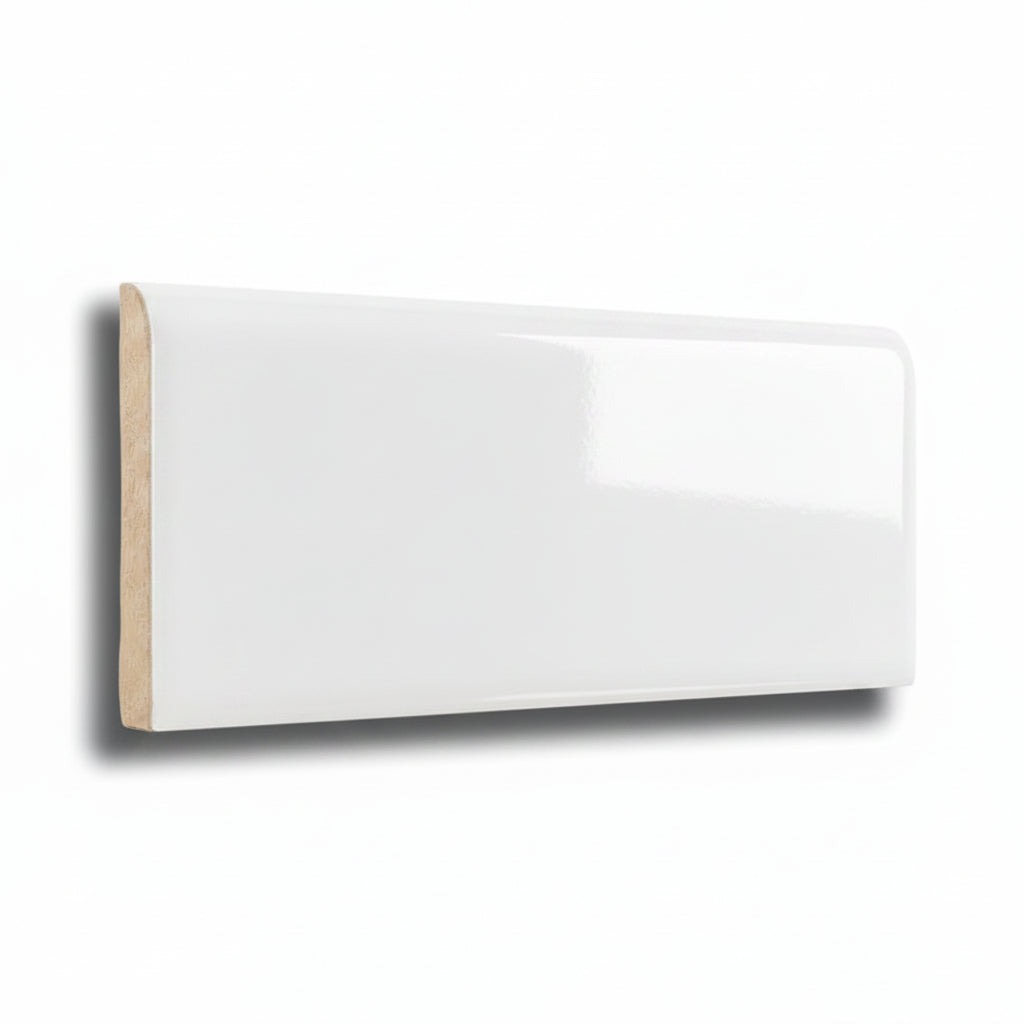 2x6 Palette White Ice Glossy Ceramic Bullnose Tile - American Tile Depot