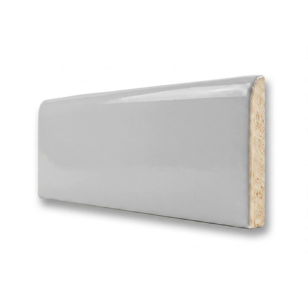 2x8 Palette Tender Gray Glossy Solid Color Ceramic Bullnose Tile - American Tile Depot