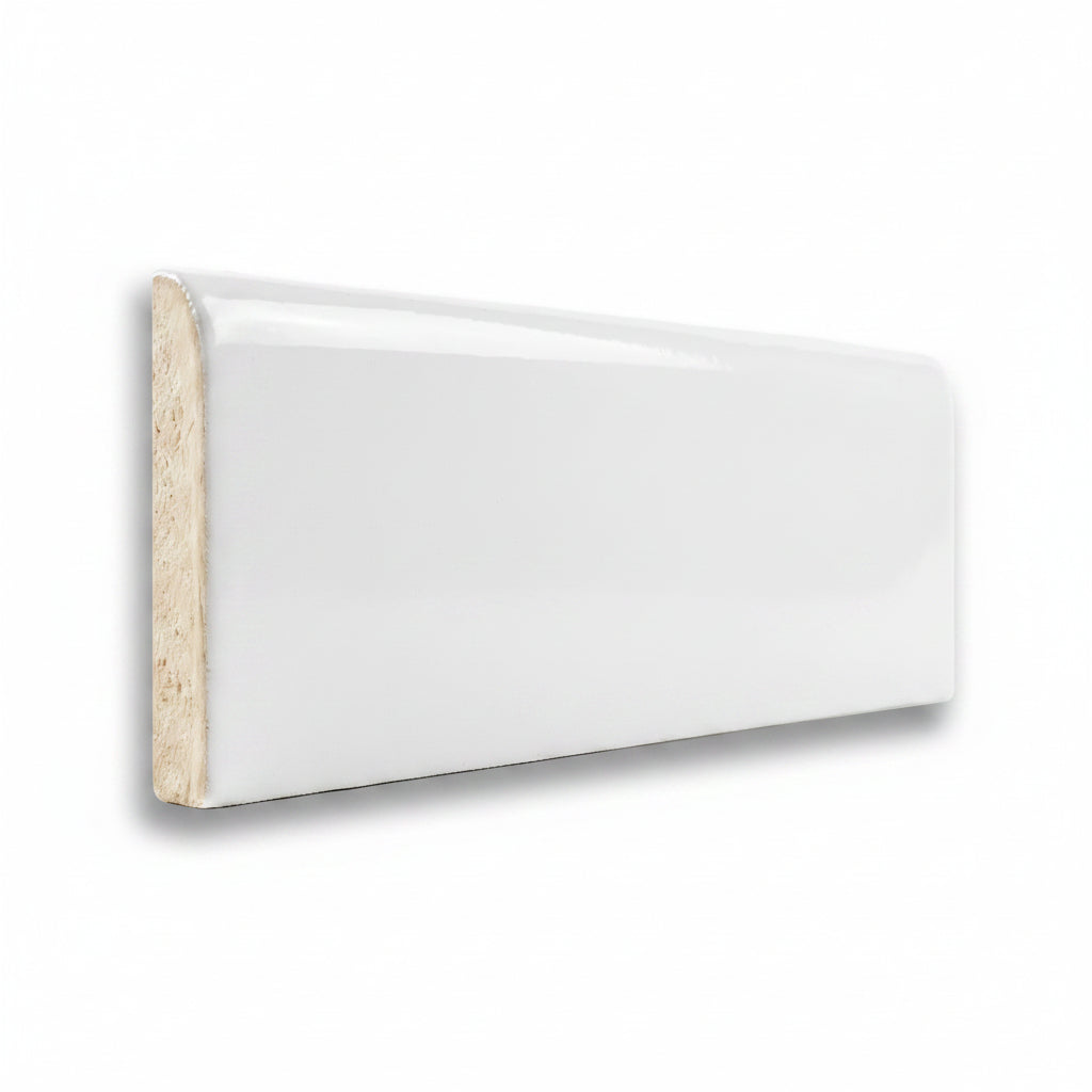 2x8 Palette White Ice Glossy Solid Color Ceramic Bullnose Tile 2x8 Palette White Ice Glossy Solid Color Ceramic Bullnose Tile - American Tile Depot