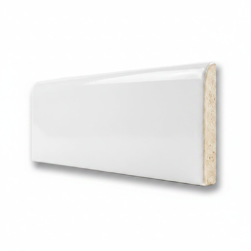 2x8 Palette White Ice Glossy Solid Color Ceramic Bullnose Tile - American Tile Depot