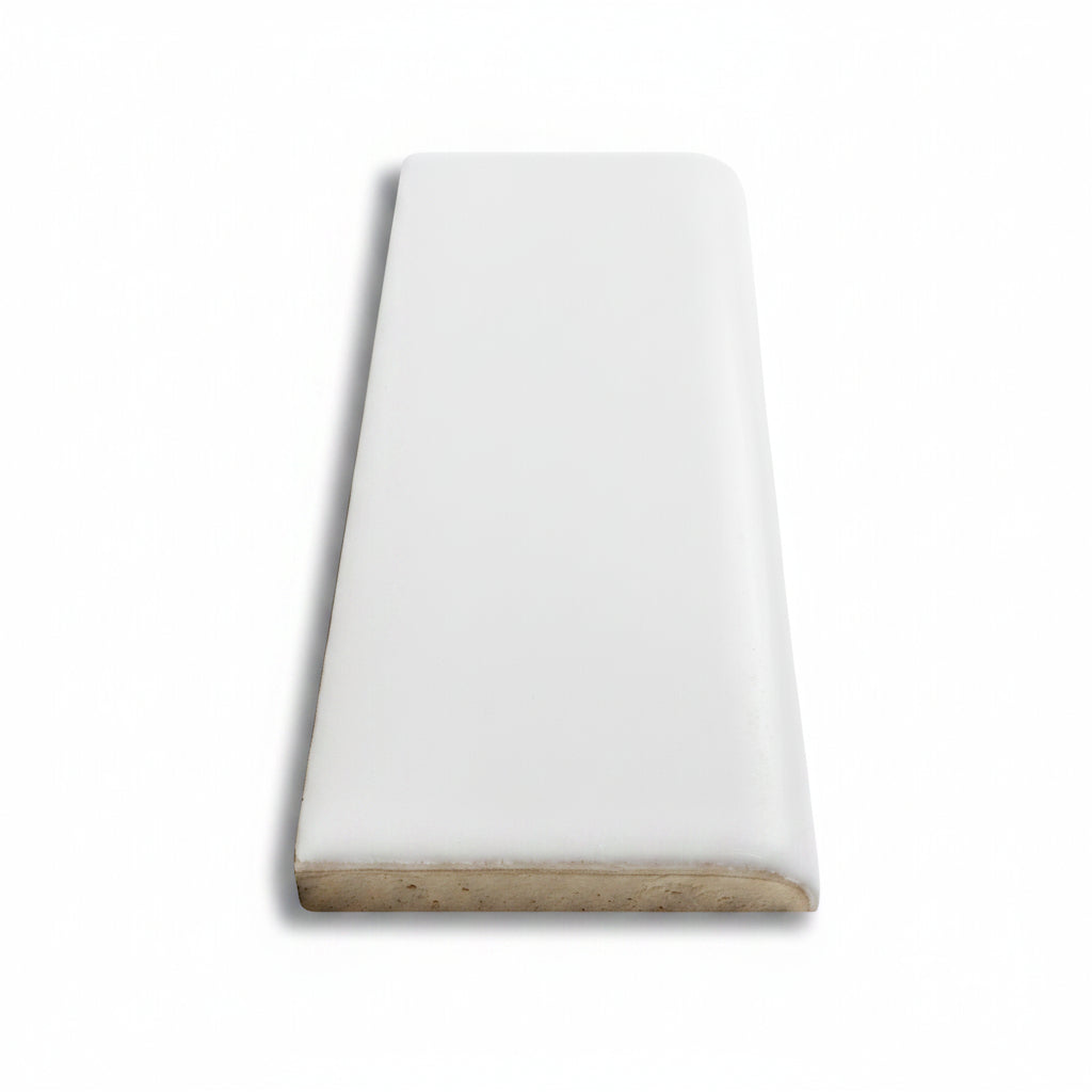 2x8 Palette White Ice Matte Solid Color Ceramic Bullnose Tile - American Tile Depot