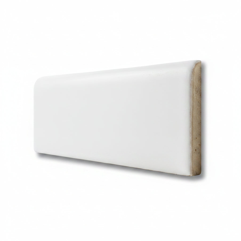 2x8 Palette White Ice Matte Solid Color Ceramic Bullnose Tile - American Tile Depot