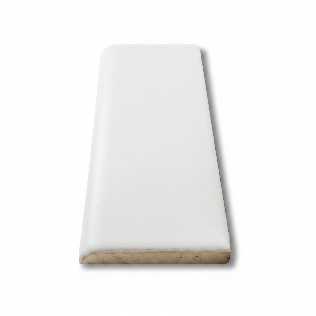 2x8 Palette White Ice Matte Solid Color Ceramic Bullnose Tile - American Tile Depot