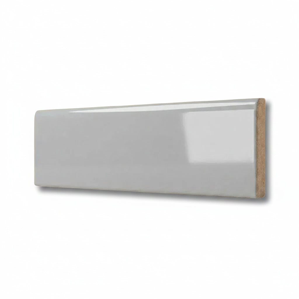 3x10 Palette Tender Gray Glossy Solid Color Ceramic Bullnose Tile - American Tile Depot