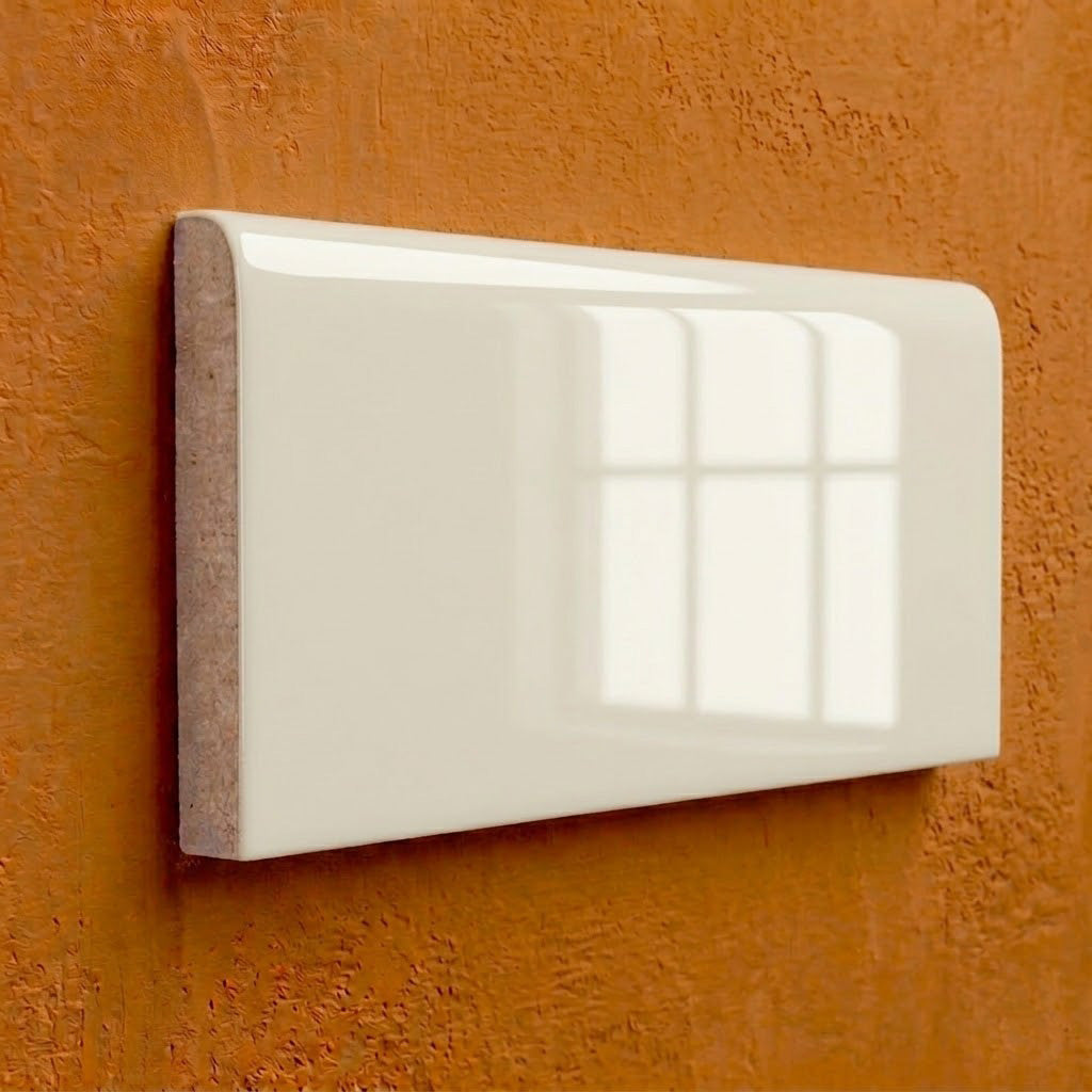 3x6 Palette Biscuit Glossy Solid Color Ceramic Bullnose Tile 3x6 Palette Biscuit Glossy Solid Color Ceramic Bullnose Tile - American Tile Depot