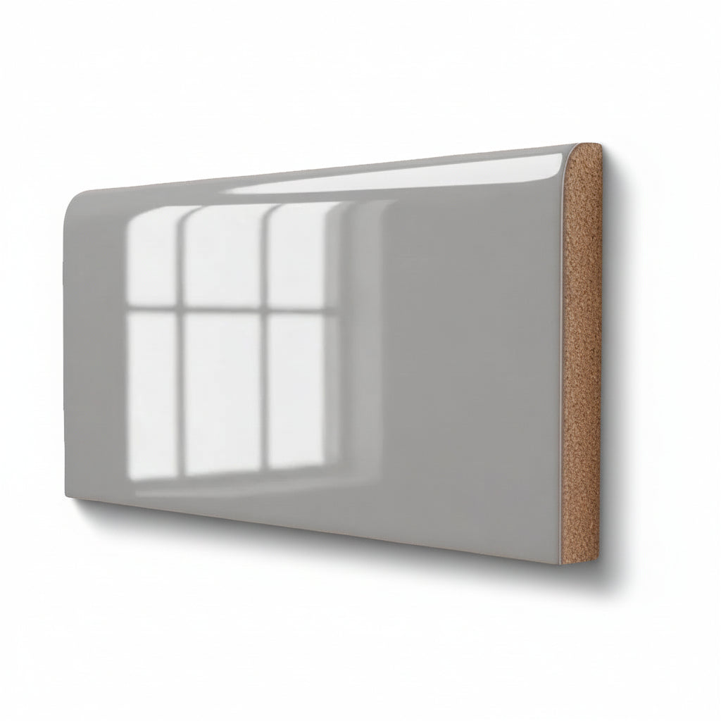 3x6 Palette Tender Gray Glossy Solid Color Ceramic Bullnose Tile - American Tile Depot