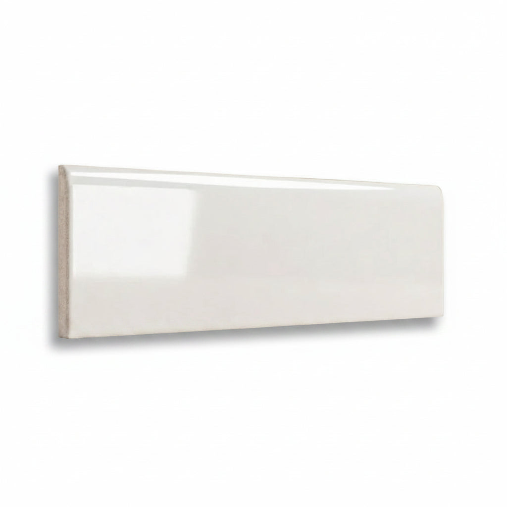 3x9.5 Palette White Ice Glossy Solid Color Ceramic Bullnose Tile 3x9.5 Palette White Ice Glossy Solid Color Ceramic Bullnose Tile - American Tile Depot