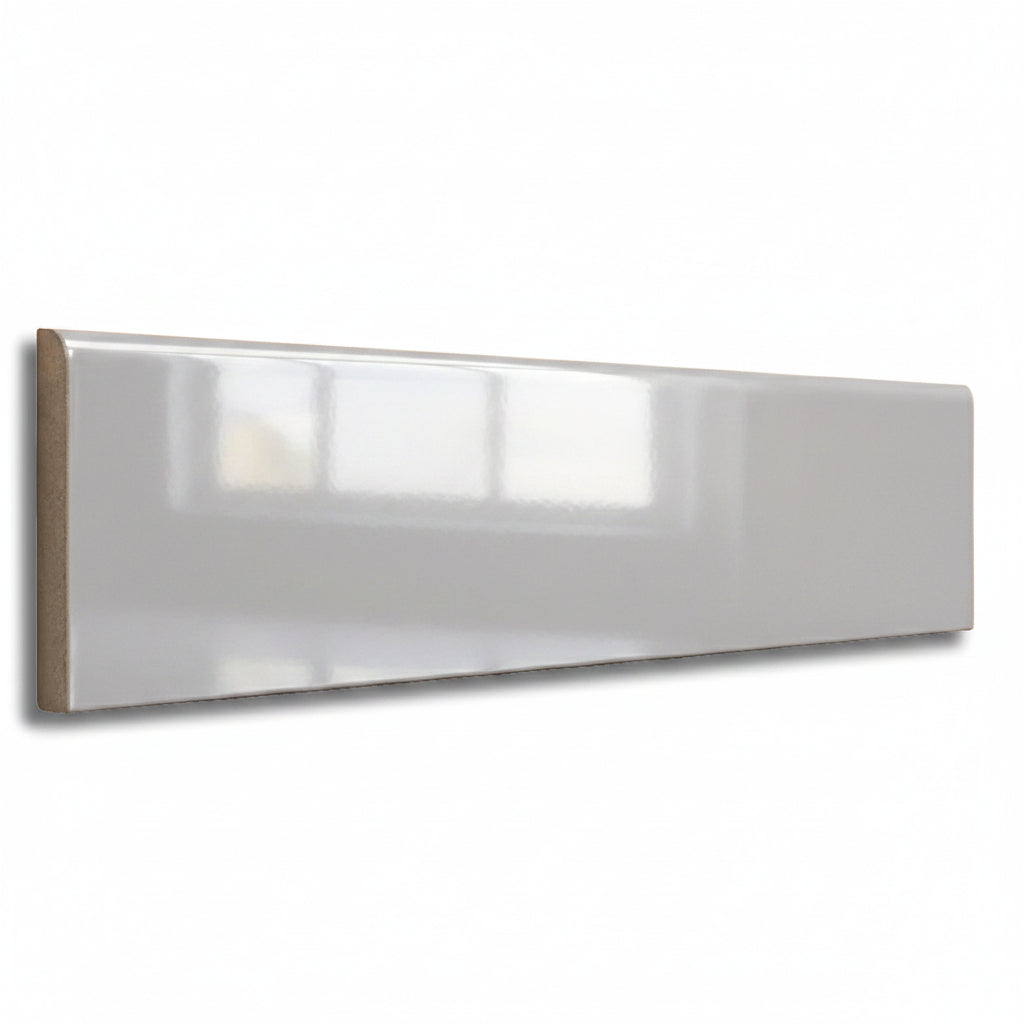 4x16 Palette Tender Gray Glossy Ceramic Bullnose Tile - American Tile Depot