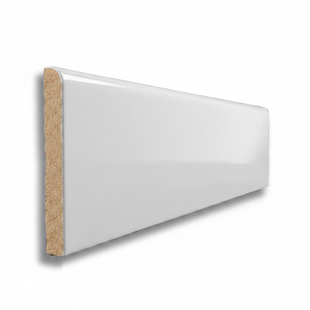 6x18 Palette White Ice Glossy Solid Color Ceramic Bullnose Tile 6x18 Palette White Ice Glossy Solid Color Ceramic Bullnose Tile - American Tile Depot