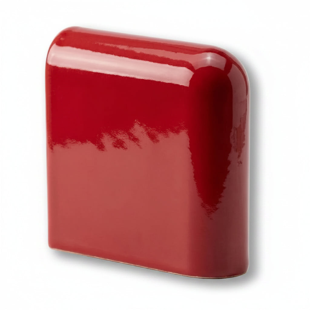 6x6 Palette Red Pepper Glossy Solid Color Ceramic Bullnose Corner - American Tile Depot