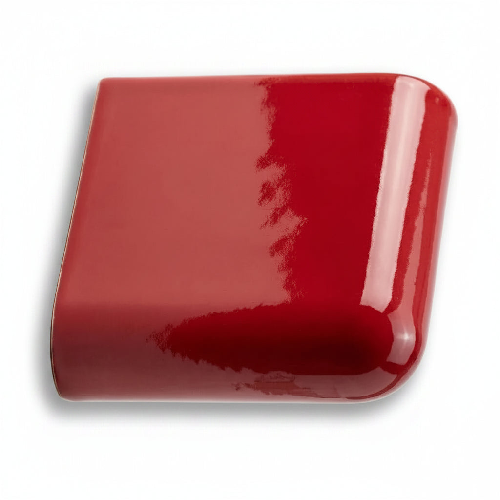 6x6 Palette Red Pepper Glossy Solid Color Ceramic Bullnose Corner - American Tile Depot