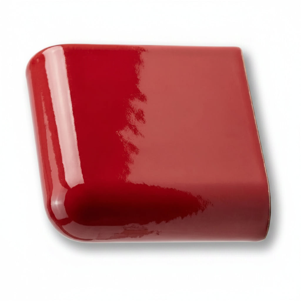 6x6 Palette Red Pepper Glossy Solid Color Ceramic Bullnose Corner - American Tile Depot