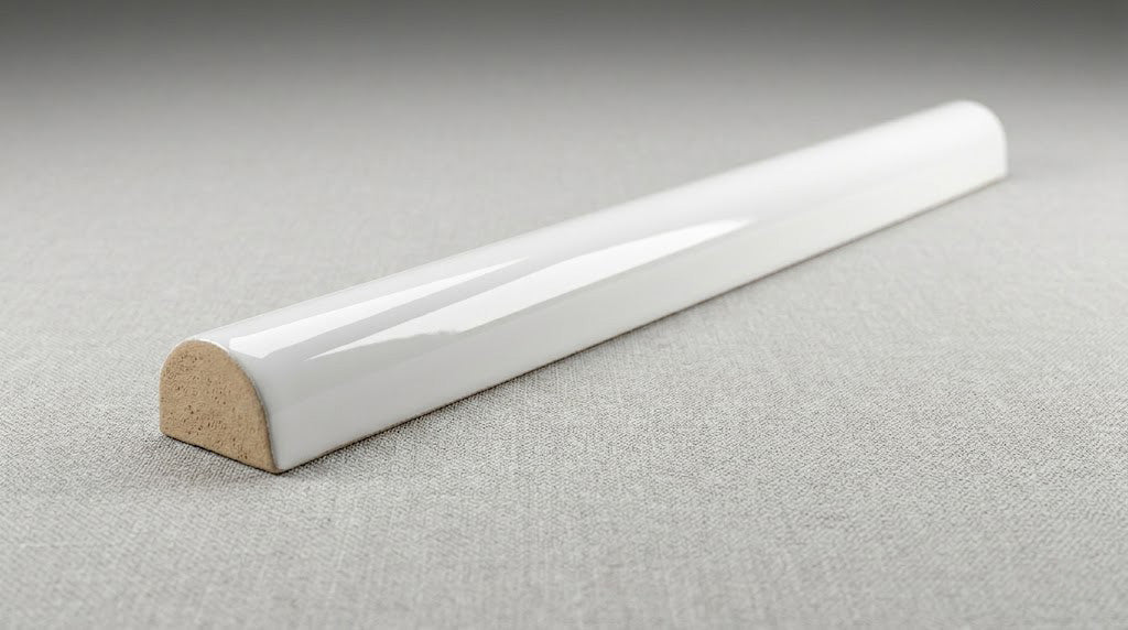 1/2x6 Palette White Ice Glossy Solid Color Ceramic Pencil Liner 1/2x6 Palette White Ice Glossy Solid Color Ceramic Pencil Liner - American Tile Depot
