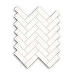 CLEARANCE - 1x3 Arctic White Ceramic Glossy Herringbone Mosaic Tile - American Tile Depot