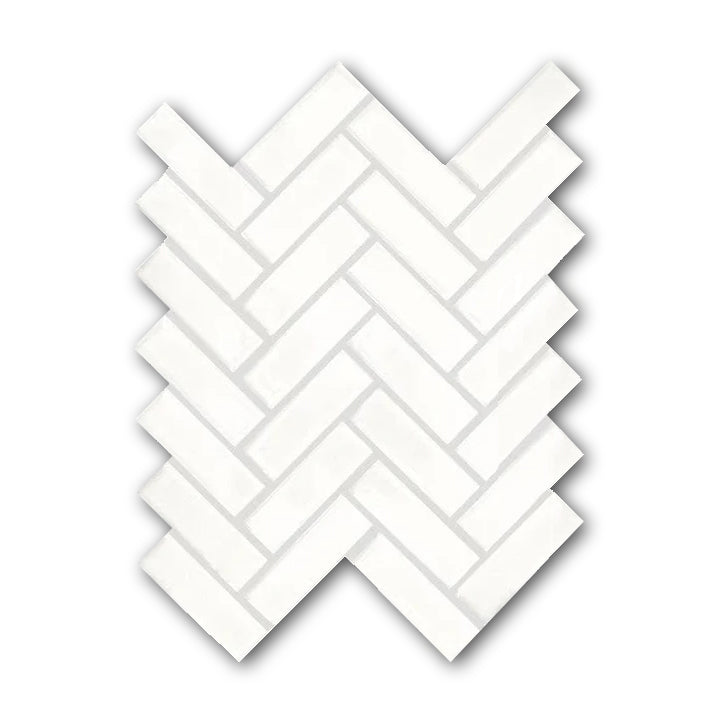 CLEARANCE - 1x3 Arctic White Ceramic Glossy Herringbone Mosaic Tile - American Tile Depot