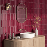 2x8 Linea Burgundy Glossy Solid Color Ceramic Mosaic Tile 2x8 Linea Burgundy Glossy Solid Color Ceramic Mosaic Tile - American Tile Depot