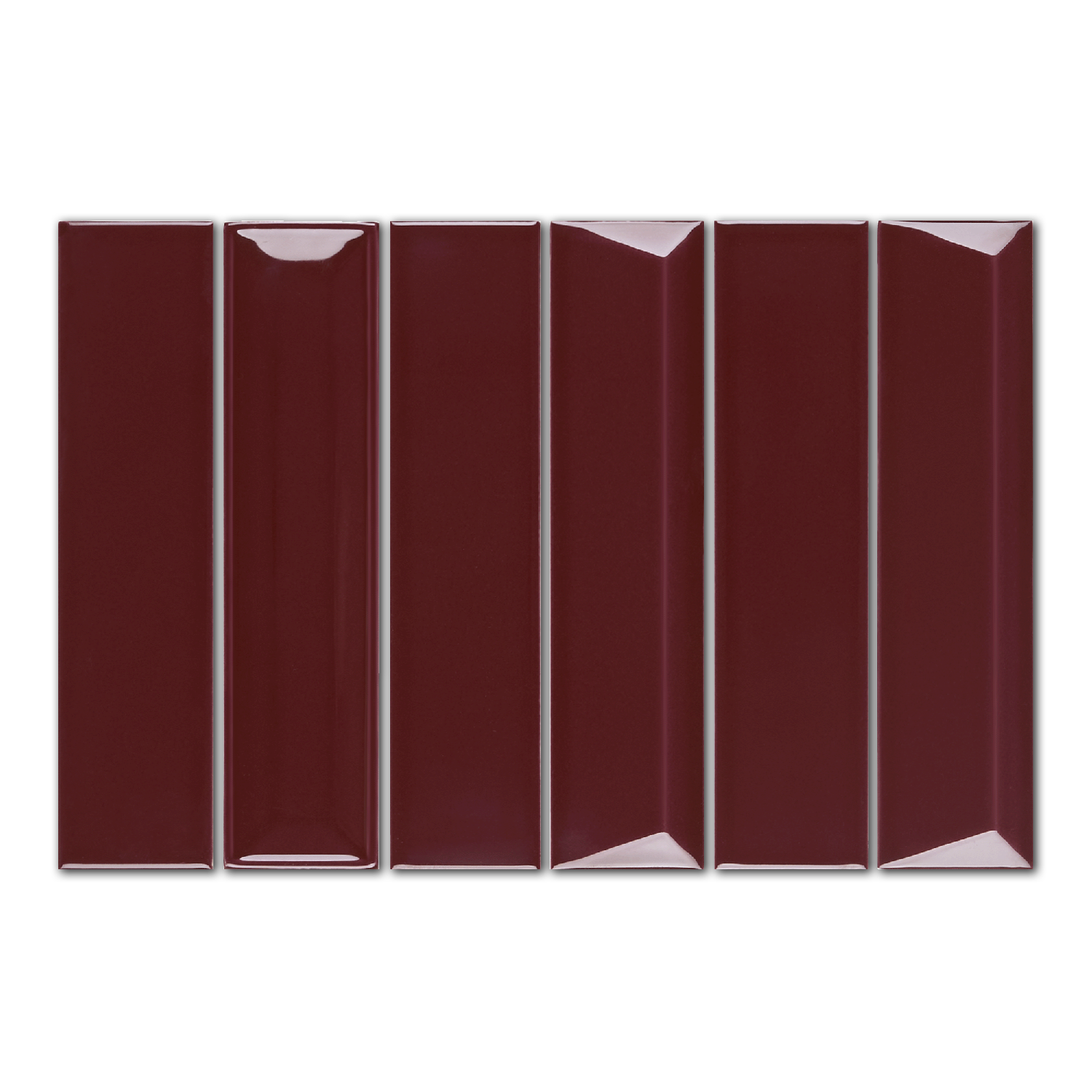 2x8 Linea Burgundy Glossy Solid Color Ceramic Mosaic Tile 2x8 Linea Burgundy Glossy Solid Color Ceramic Mosaic Tile - American Tile Depot