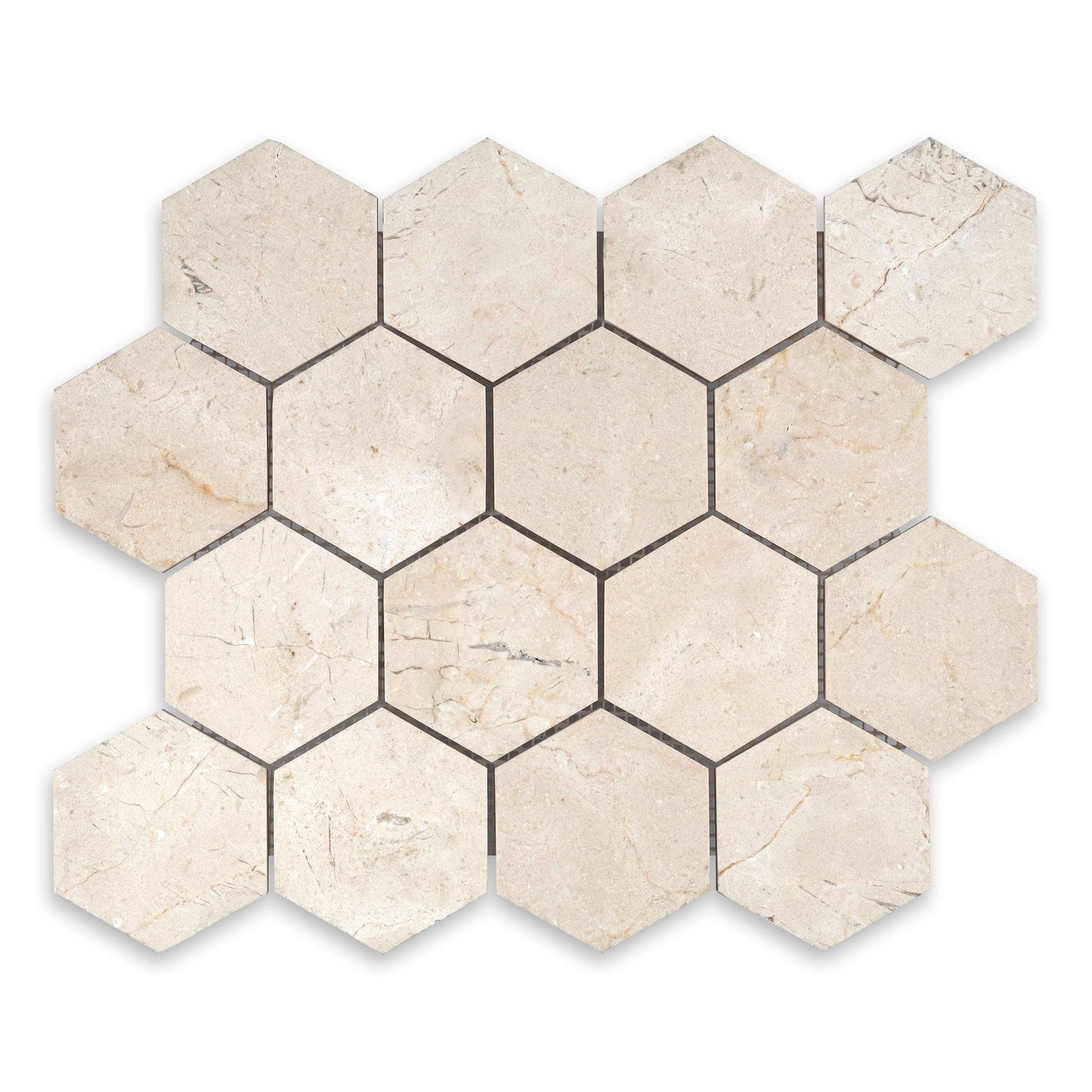 Crema Marfil Marble Honed 3" Hexagon Mosaic Tile Crema Marfil Marble Honed 3" Hexagon Mosaic Tile - American Tile Depot