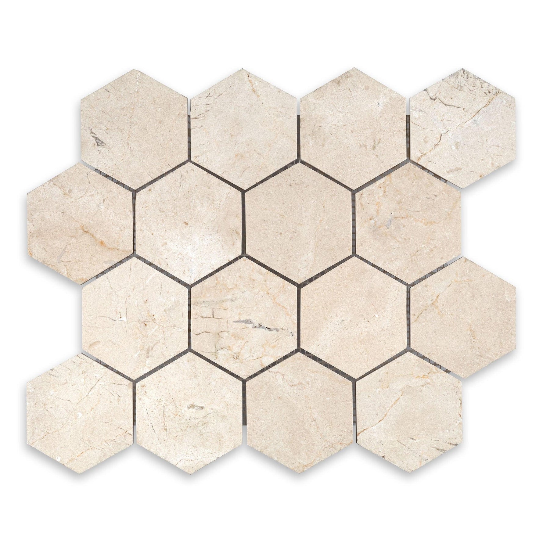 Crema Marfil Marble Honed 3" Hexagon Mosaic Tile Crema Marfil Marble Honed 3" Hexagon Mosaic Tile - American Tile Depot