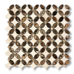 Crema Marfil Marble Honed Florida Flower Mosaic Tile w/ (Crema Marfil, Emp.Light, Emp. Dark) - American Tile Depot