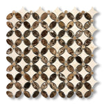 Crema Marfil Marble Polished Florida Flower Mosaic Tile w/ (Crema Marfil, Emp.Light, Emp. Dark) - American Tile Depot