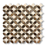 Crema Marfil Marble Honed Florida Flower Mosaic Tile w/ (Crema Marfil, Emp.Light, Emp. Dark) - American Tile Depot