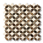 Crema Marfil Marble Polished Florida Flower Mosaic Tile w/ (Crema Marfil, Emp.Light, Emp. Dark) - American Tile Depot