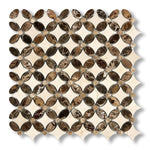 Crema Marfil Marble Honed Florida Flower Mosaic Tile w/ (Crema Marfil, Emp.Light, Emp. Dark) - American Tile Depot