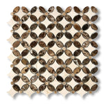 Crema Marfil Marble Polished Florida Flower Mosaic Tile w/ (Crema Marfil, Emp.Light, Emp. Dark) - American Tile Depot