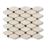 Crema Marfil Marble Honed Octave Pattern Mosaic Tile w/ Emperador Dark Dots - American Tile Depot